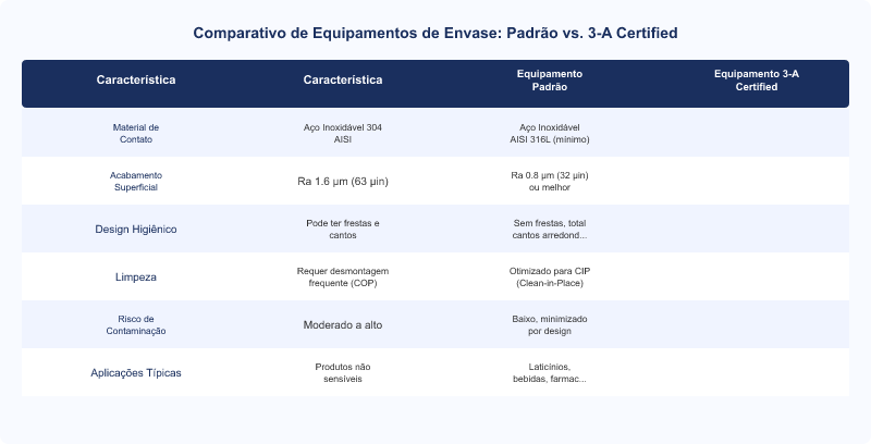 Impacto da Certificação 3-A Sanitary Standards em Equipamentos de Envase