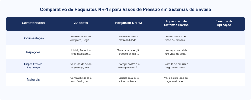 NR-13 para Vasos de Pressão em Sistemas de Envase: Requisitos Essenciais